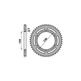 Couronne acier PBR 45 dents chaîne 520 YAMAHA TDR250 