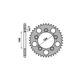 Couronne acier PBR 39 dents chaîne 525 Ducati  749