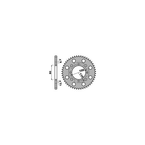 Couronne acier PBR 41 dents chaîne 520 Suzuki  GT250 (X7)