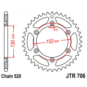 Couronne JT SPROCKETS 48 dents acier pas 520 type 706 Aprilia SXV550