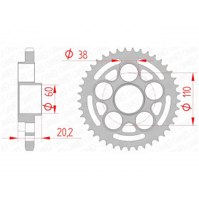 Couronne AFAM 42 dents acier pas 525 type 50800 Ducati