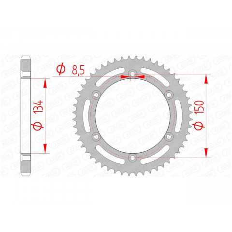 Couronne AFAM 52 dents acier pas 428 type 16207 Kawasaki KDX125