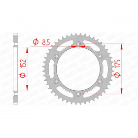 Couronne AFAM 46 dents acier pas 520 type 12508 Yamaha