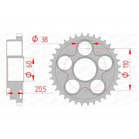 Couronne AFAM 36 dents acier pas 525 type 50605 Ducati