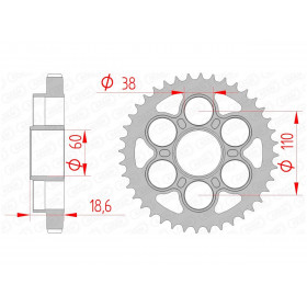 Couronne AFAM 40 dents acier pas 530 type 50900 Ducati Multistrada 1200