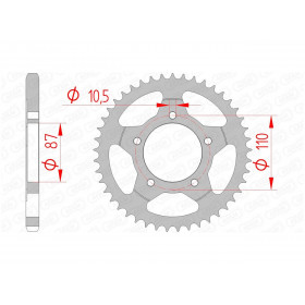 Couronne AFAM 44 dents acier pas 525 type 14404 Suzuki