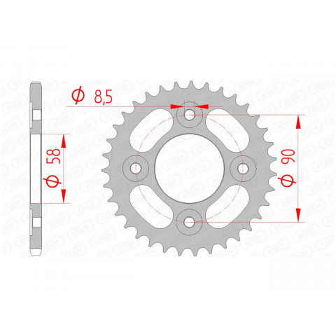 Couronne AFAM 34 dents acier pas 420 type 10117 Honda MSX125