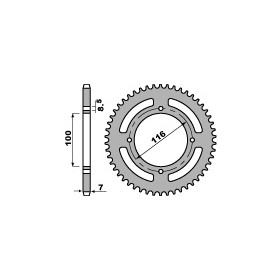 Couronnes acier PBR 51 dents chaîne 428 Kawasaki KX100
