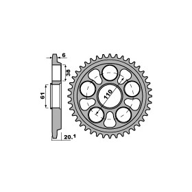 Couronne acier PBR 41 dents chaîne 520 MV 750 BRUTALE 