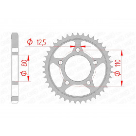 Couronne AFAM 40 dents acier pas 530 type 10605 Honda