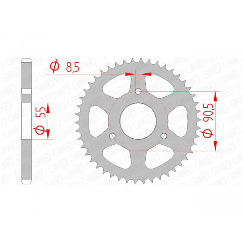 Couronne AFAM 46 dents acier pas 428 type 80200 Rieju RS2 125 PRO