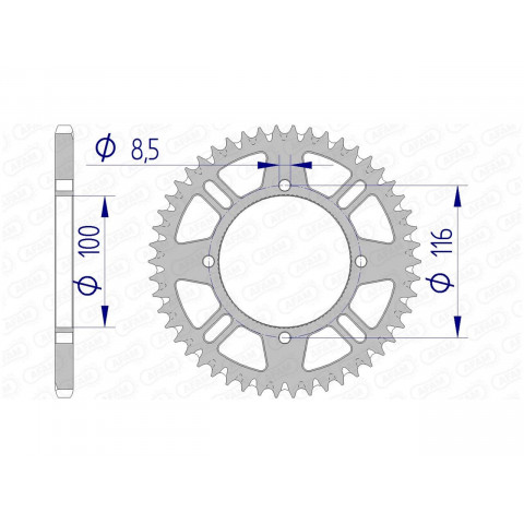 Couronne AFAM 55 dents alu pas 420 type 17104