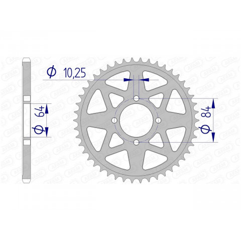 Couronne AFAM 44 dents alu pas 520 type 15310