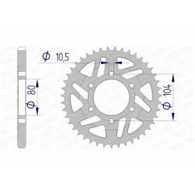 Couronne AFAM 45 dents alu pas 525 type 17610 Kawasaki