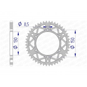 Couronne AFAM 54 dents alu pas 520 type 13323