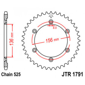 Couronne JT SPROCKETS 41 dents acier pas 525 type 1791