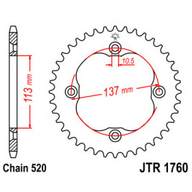 Couronne JT SPROCKETS 38 dents acier pas 520 type 1760 LT-R450 2006