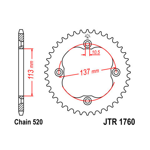 Couronne JT SPROCKETS 36 dents acier pas 520 type 1760 Suzuki