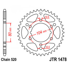 Couronne JT SPROCKETS 42 dents acier pas 520 type 1478 Polaris