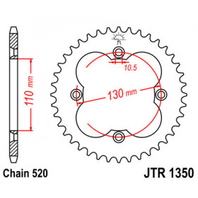 Couronne JT SPROCKETS 38 dents acier pas 520 type 1350 Honda