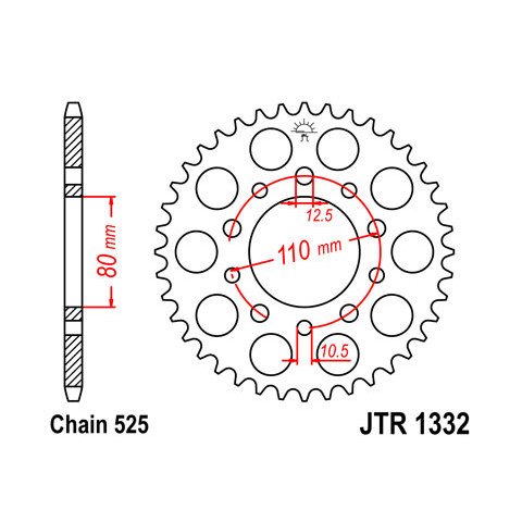 Couronne JT SPROCKETS 36 dents acier pas 525 type 1332