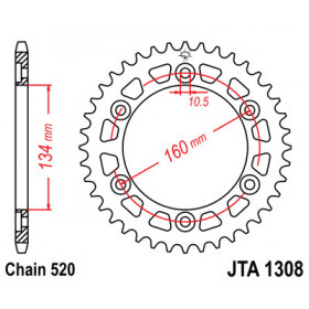 Couronne JT SPROCKETS 41 dents alu ultra-light anti-boue pas 520 type 1308