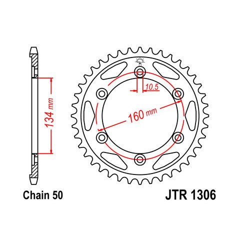 Couronne JT SPROCKETS 42 dents acier pas 530 type 1306