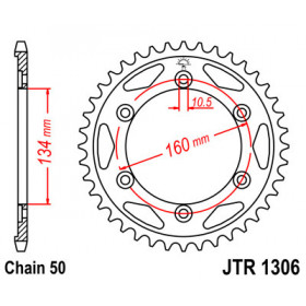 Couronne JT SPROCKETS 42 dents acier pas 530 type 1306