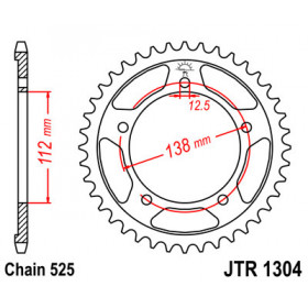 Couronne JT SPROCKETS 47 dents acier pas 525 type 1304 Honda CB600F Hornet