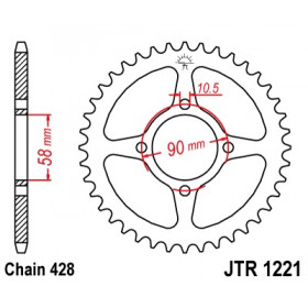 Couronne JT SPROCKETS 44 dents acier pas 428 type 1221