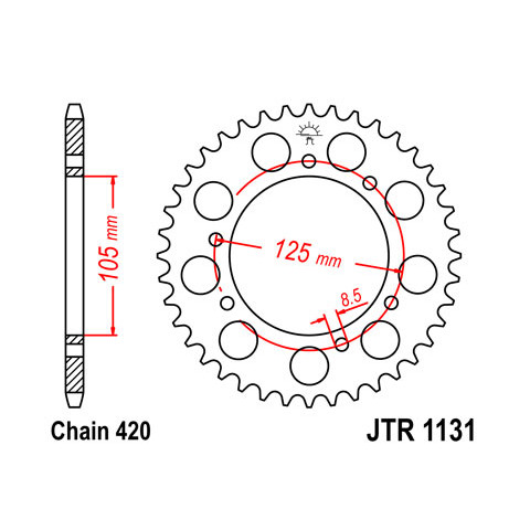 Couronne JT SPROCKETS 50 dents acier pas 420 type 1131
