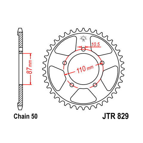 Couronne JT SPROCKETS 48 dents acier pas 530 type 829