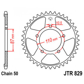 Couronne JT SPROCKETS 44 dents acier pas 530 type 829