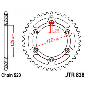 Couronne JT SPROCKETS 42 dents acier pas 520 type 828 Suzuki DR650R/DR650S