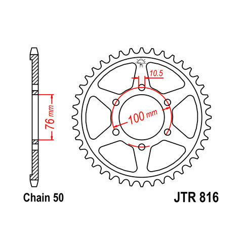 Couronne JT SPROCKETS 52 dents acier pas 530 type 816