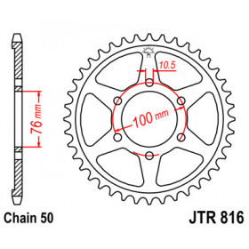 Couronne JT SPROCKETS 52 dents acier pas 530 type 816