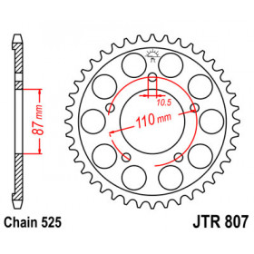 Couronne JT SPROCKETS 48 dents acier pas 525 type 807