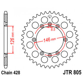 Couronne JT SPROCKETS 50 dents acier pas 428 type 805