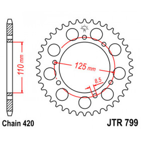 Couronne JT SPROCKETS 50 dents acier pas 420 type 799