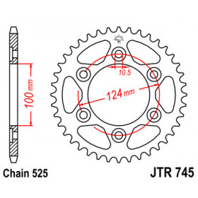 Couronne JT SPROCKETS 42 dents acier pas 525 type 745