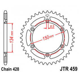 Couronne JT SPROCKETS 52 dents acier pas 428 type 459