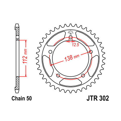 Couronne JT SPROCKETS 44 dents acier pas 530 type 302