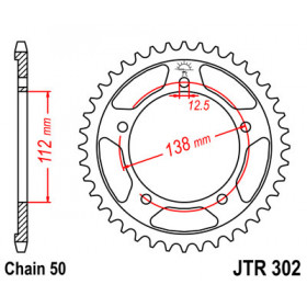 Couronne JT SPROCKETS 44 dents acier pas 530 type 302