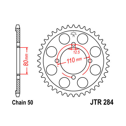 Couronne JT SPROCKETS 48 dents acier pas 530 type 284