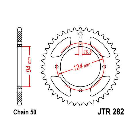 Couronne JT SPROCKETS 34 dents acier pas 530 type 282