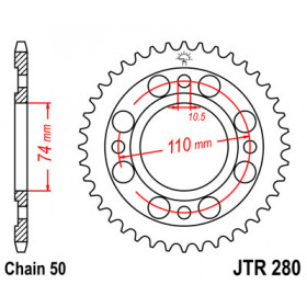 Couronne JT SPROCKETS 33 dents acier pas 530 type 280