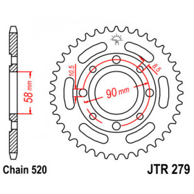 Couronne JT SPROCKETS 40 dents acier pas 520 type 279