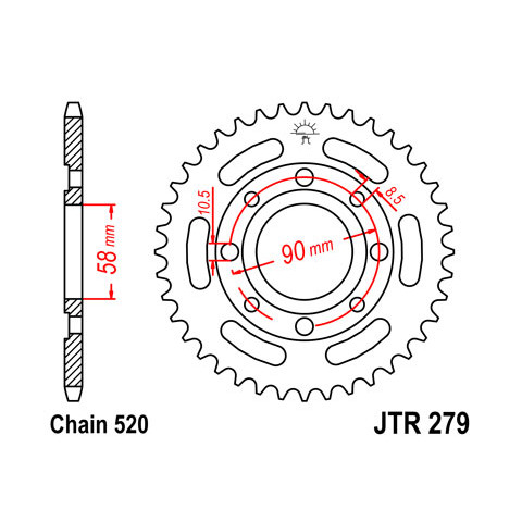 Couronne JT SPROCKETS 33 dents acier pas 520 type 279