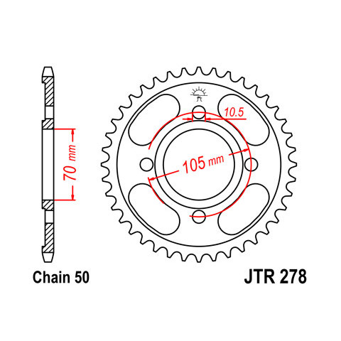 Couronne JT SPROCKETS 38 dents acier pas 530 type 278