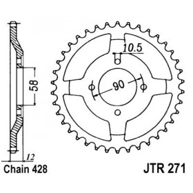 Couronne JT SPROCKETS 50 dents acier pas 428 type 271